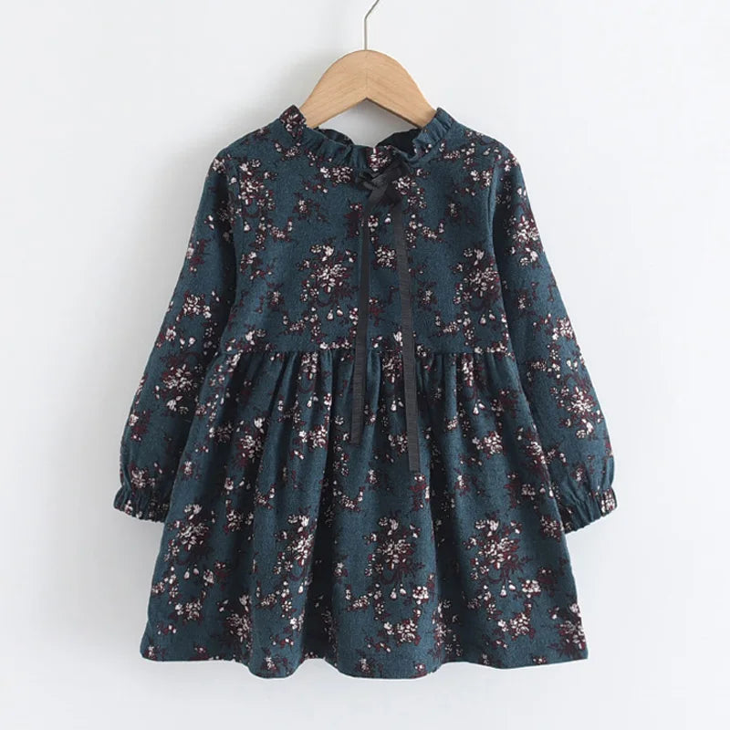 New Autumn Girls Dress Spring Kids Princess Dress Casual Floral Costumes Children Clothing Flowers Dresses 2-8 Years
