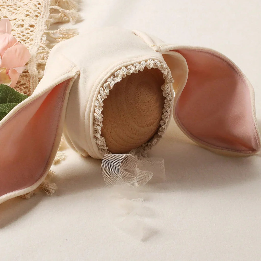 Newborn Outfits for Photo Shooting Long Sleeve Baby Bodysuit with Big Rabbit Ears Hat Infant Photography Clothes