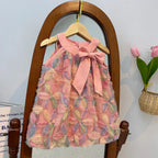 New Girl Dress Princess Dress Little Girl Fashion Colorful Flower Yarn Dresses Kid Clothes