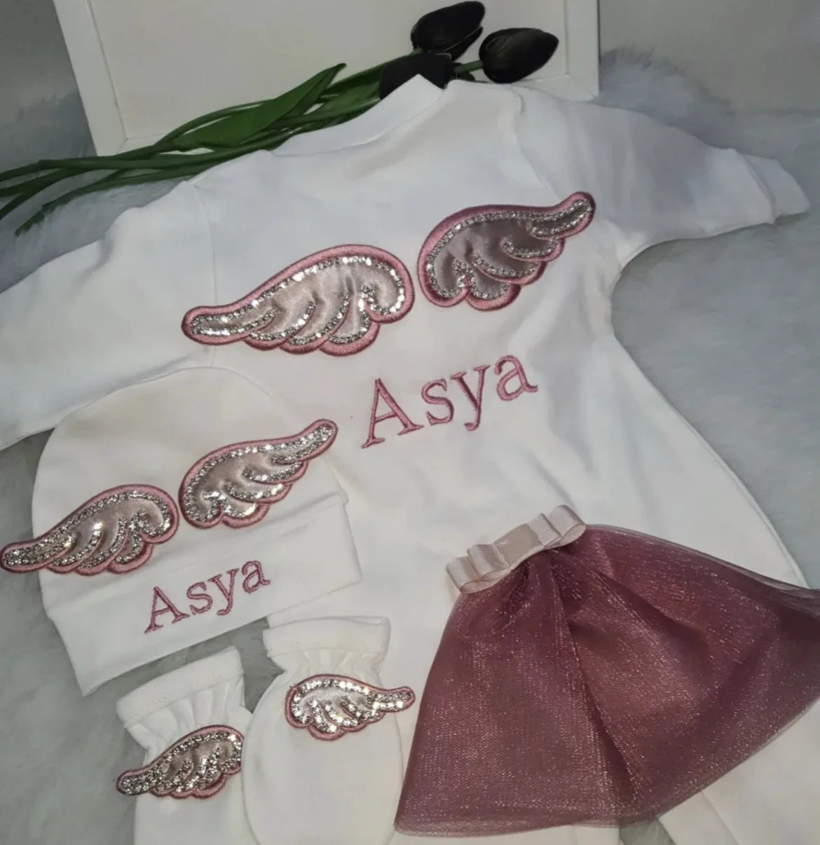 Lindo mono con alas de ángel para recién nacidos: comodidad hecha a mano