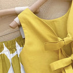 Korean Fashion Pastoral Backless Suit Thin Pullover Girl's Vest Top Polka Dot Knickerbockers Three Piece Cotton
