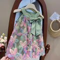 New Girl Dress Princess Dress Little Girl Fashion Colorful Flower Yarn Dresses Kid Clothes