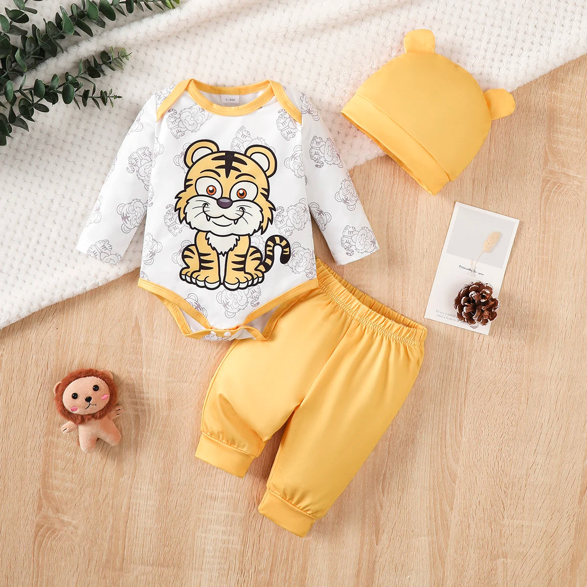 3-Piece Tiger Print Set for Newborn Boy
