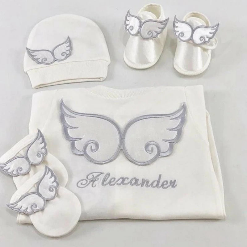 Lindo mono con alas de ángel para recién nacidos: comodidad hecha a mano