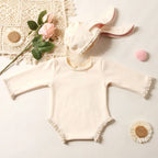 Newborn Outfits for Photo Shooting Long Sleeve Baby Bodysuit with Big Rabbit Ears Hat Infant Photography Clothes