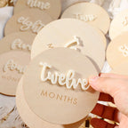 12Pcs 1-12 Month Newborn Monthly Milestone Wooden Cards Dics Baby Keepsakes Newborn Photo Props