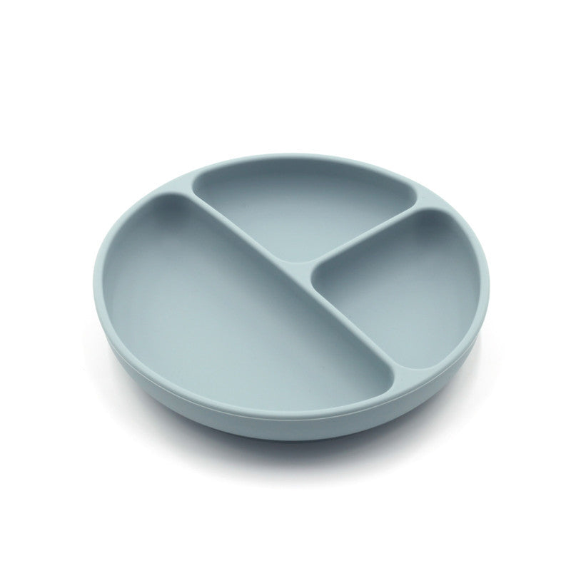 Plato llano compartimentado de silicona de color sólido para niños