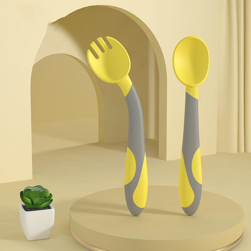 Juego de vajilla infantil con tenedor y cuchara de entrenamiento para bebés